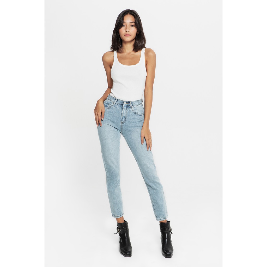 TheBlueTshirt -  Quần Jeans Lưng Cao Nữ Ống Ôm - Super Jeans Vintage Wash