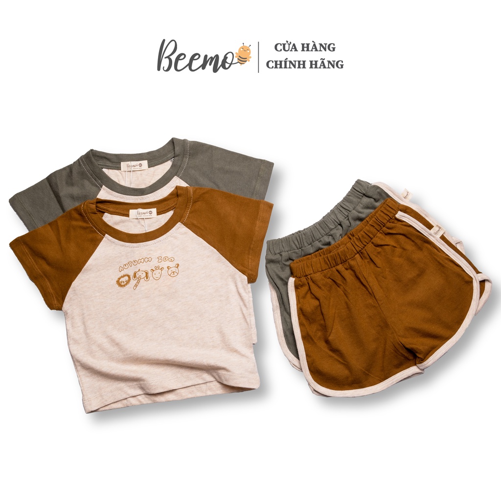 Bộ quần áo cộc tay cho bé trai, bé gái Beemo, Chất liệu cotton mềm mịn, 2 màu xinh xắn B135