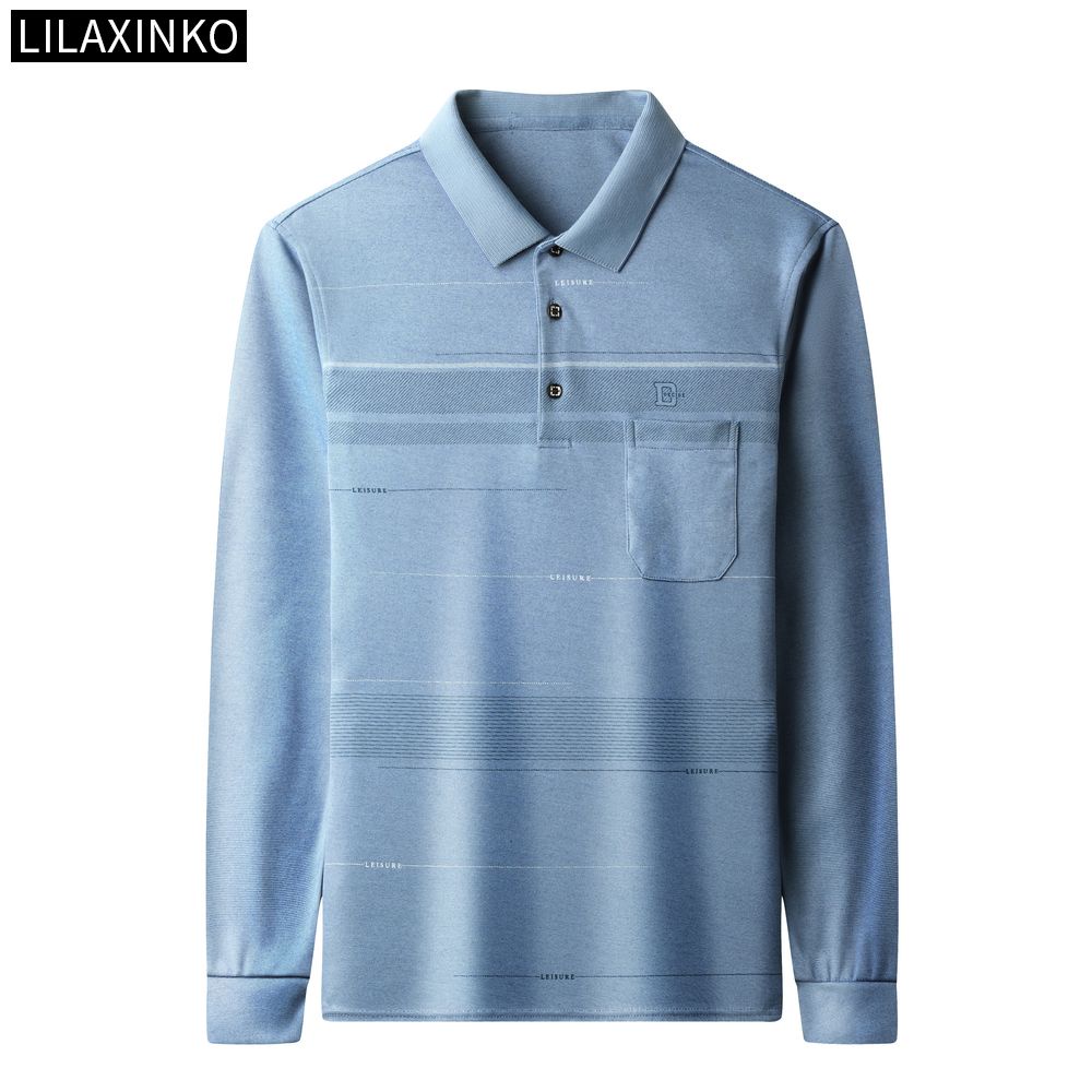 Áo Thun Polo Cotton Tay Dài Kẻ Sọc 3 Màu Thời Trang Thu Đông Cho Nam