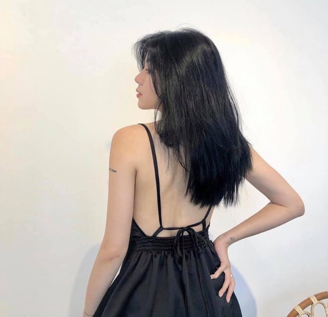 Đầm đen 2s cổ đỗ hai dây - May Dress