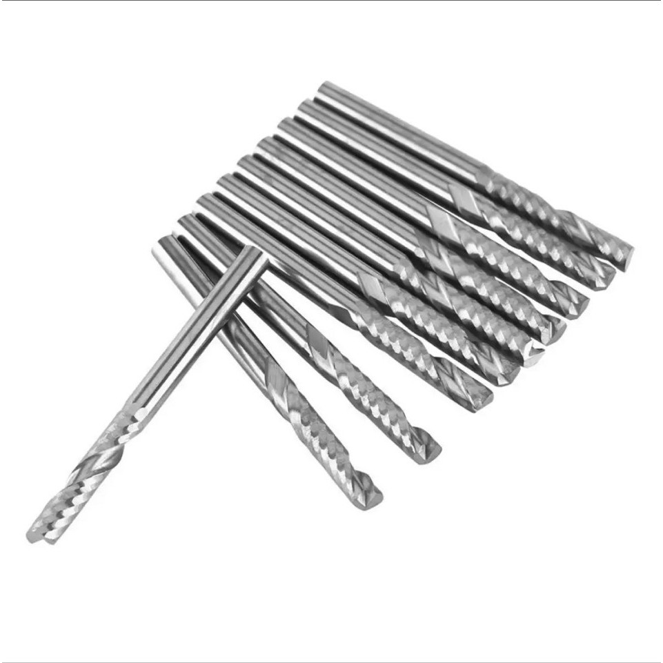 MŨI PHAY 1 me XOẮN CNC 3.175 X 22 X 45L -1mũi đế vàng