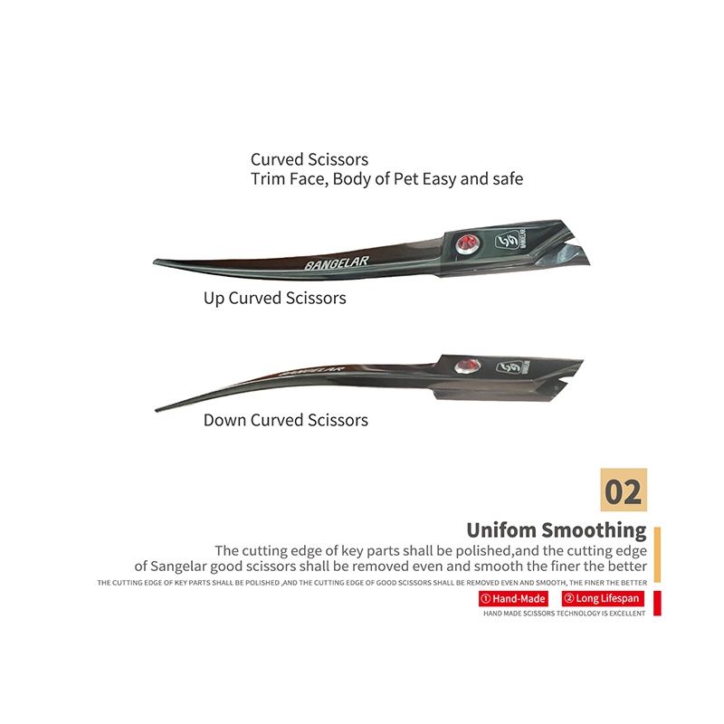 Sangelar Kéo Cắt Tỉa Lông Thú Cưng 7 inch Cong Và Xuống Chuyên Nghiệp