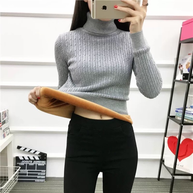 Len nữ cổ cao lót nỉ ấm siêu kute hàng QCCC