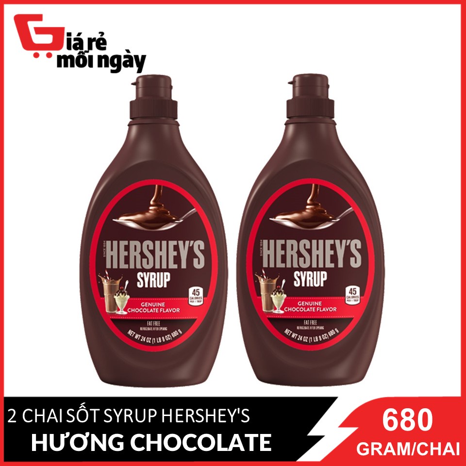 Combo 2 chai Sốt Syrup Hershey's  Hương Chocolate (Genuine Chocolate Flavor) 680gx2