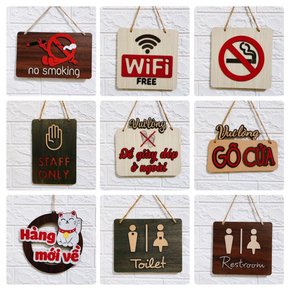 Bảng gỗ trang trí, décor, treo tường, treo cửa, treo nhà cửa OHAY – Shop, văn phòng, bếp, vườn, welcome (Tặng móc treo)