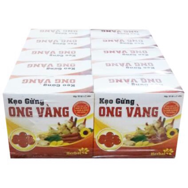 Kẹo gừng ong vàng - kẹo ngậm ho (hộp 10 túi x 2 viên)