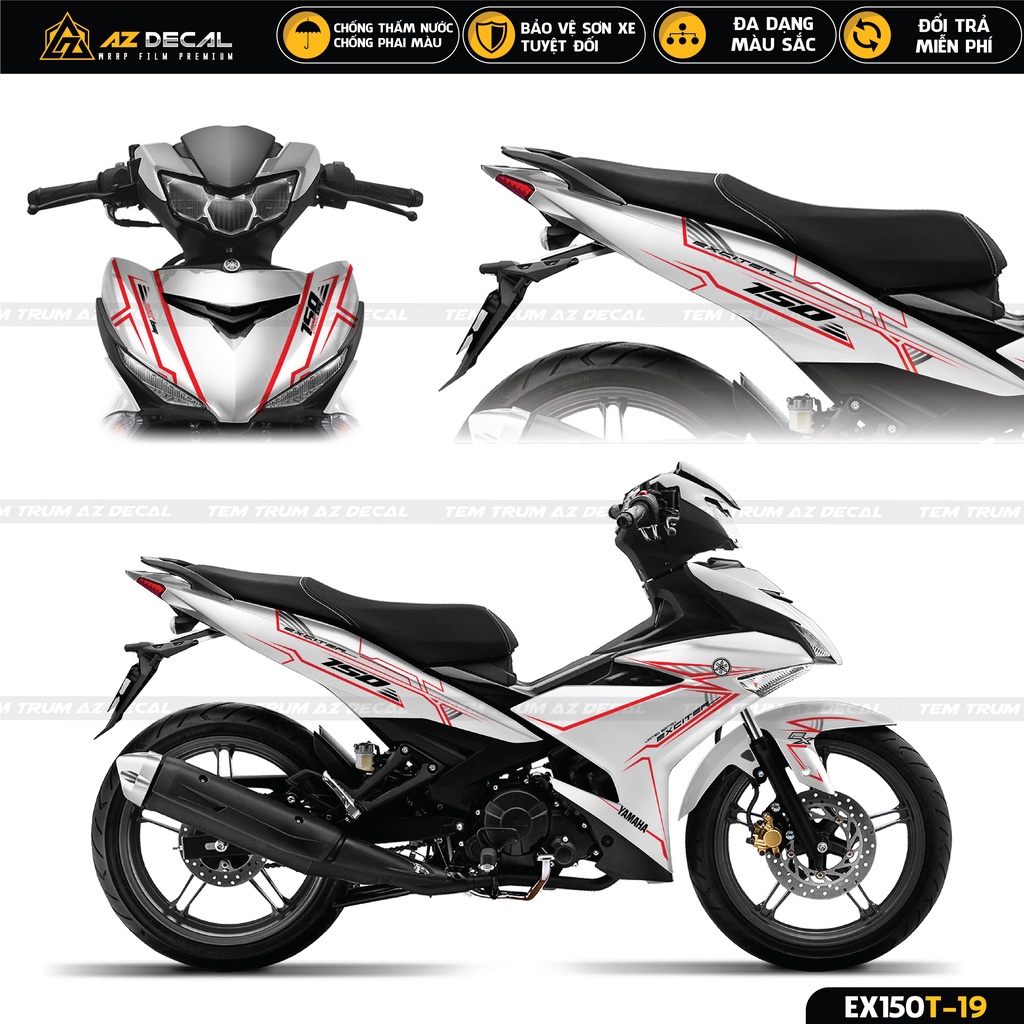 Tem Trùm Exciter 150 Đẹp Mẫu Cyberpunk | EX150T-19 | Decal Dán Ex150 Cao Cấp Màu Đen, Trắng, Xanh GP