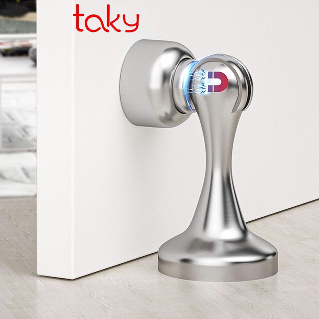 Chặn Cửa - Taky, Siêu Hít Nam Châm, Chặn Chống Va Đập Cửa, Inox 304, An Toàn, Không Khoan Sàn, Tường, 1300