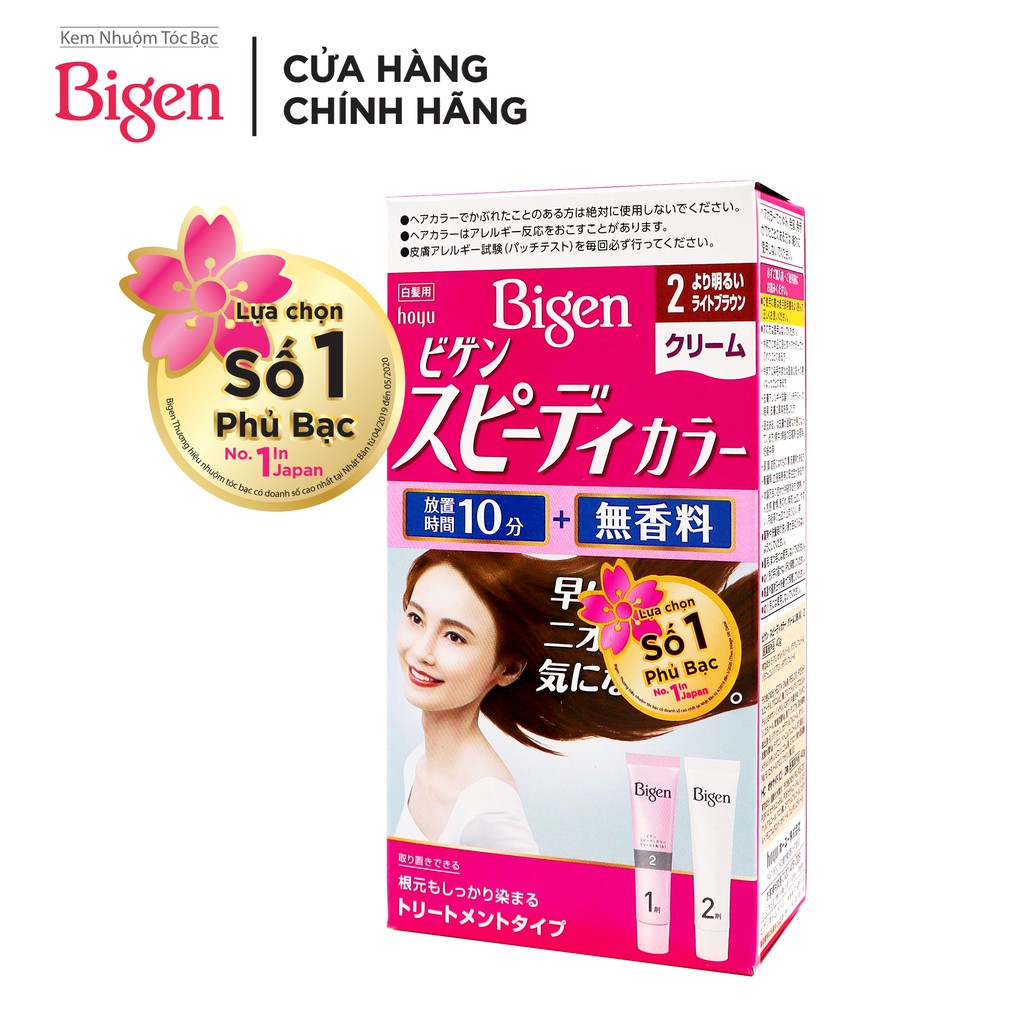 Thuốc nhuộm tóc phủ bạc dạng kem BI.g.en Speedy Color Cream 80ml - mỹ phẩm ola