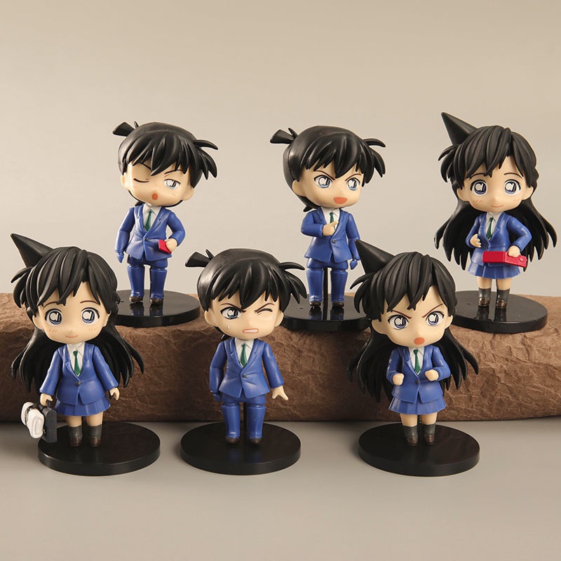 Set 6 mô hình thám tử lừng danh Conan Shinichi Ran nhiểu biểu cảm dễ thương - Ráp
