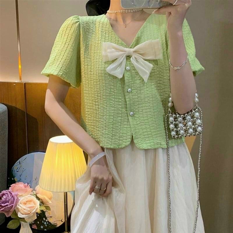 ÁO SƠ MI NƠ RỜI THÁO LẮP ĐƯỢC HÀNG XINH ÁO SƠ MI TAY BỒNG THỜI TRANG PHONG CÁCH HÀNG LOẠI 1