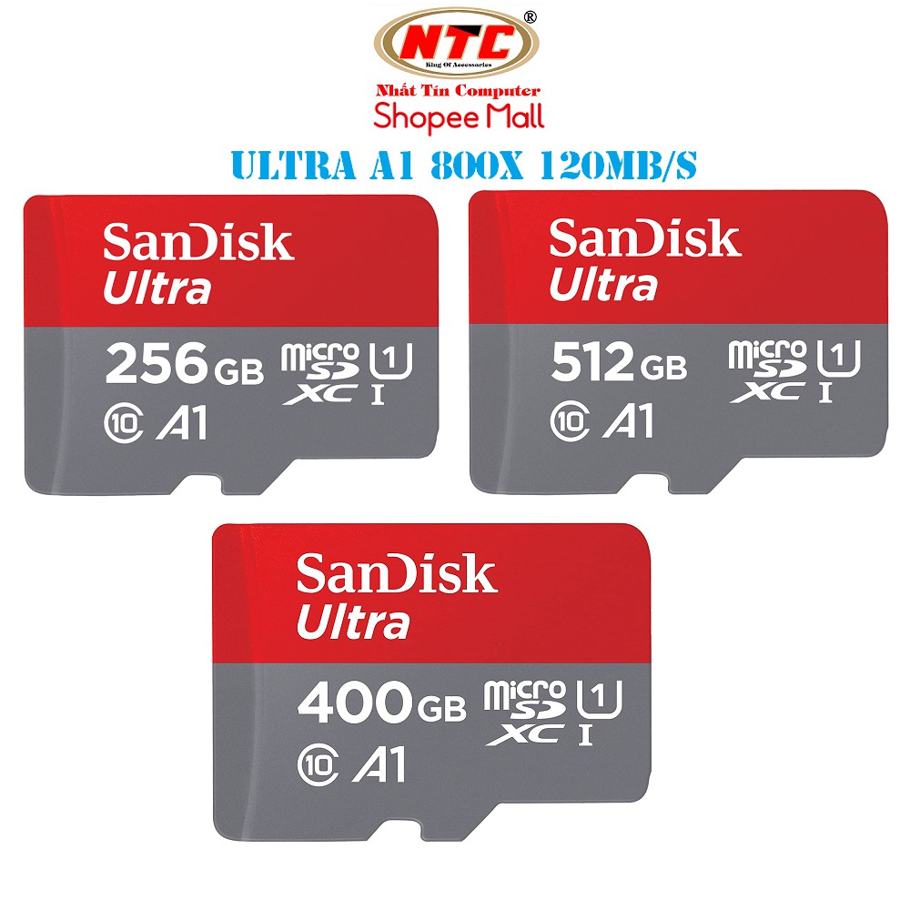 Thẻ nhớ MicroSDXC SanDisk Ultra A1 256GB / 400GB / 512GB 800x U1 120MB/s - Không Adapter (Xám) - New Model