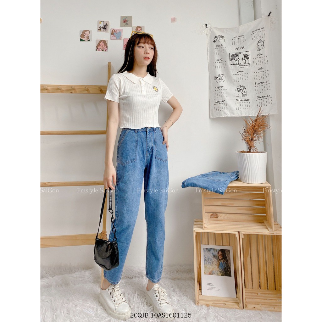 Quần jean baggy nữ lưng cao túi kiểu trơn (không co giãn) D59-N58 ulzzang thời trang nữ VM STYLE 22QJB03AS1704 | BigBuy360 - bigbuy360.vn