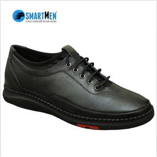 Giày thể thao da bò SMARTMEN tăng chiều cao màu đen GL-27Đ