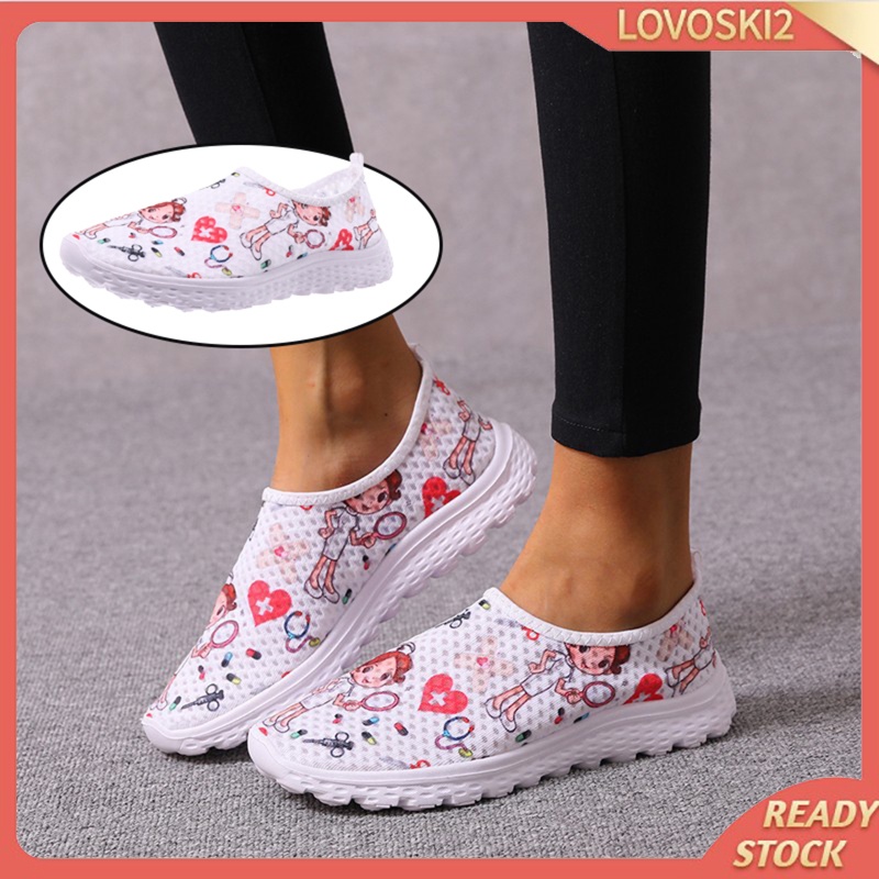 [LOVO] Nurse Doctor Women Sneakers Cosplay Slip On Mesh Cosplay Cartoon Shoes