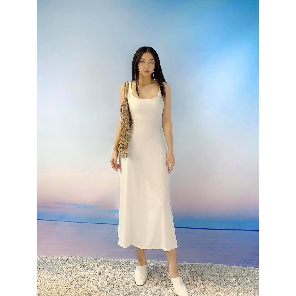 Váy Ba Lỗ Cổ U Xoè Nữ BUSY Thun Gân Co Giãn Ôm Sát VCU3 | BigBuy360 - bigbuy360.vn