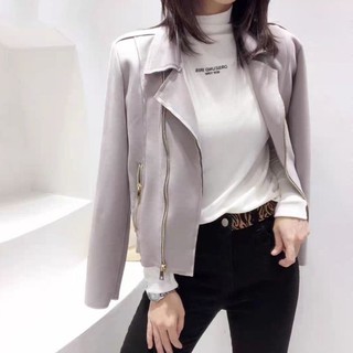 {Nhiều màu} Áo khoác da lộn biker jacket xuất Âu (có sẵn)