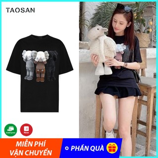 Áo Phông nelly Nữ, hình gấu che mặt chất cotton form rộng thoáng mát freesize Taosan