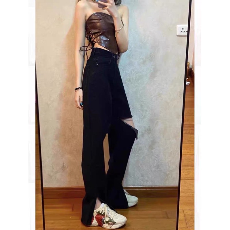 ULZZANG Quần jeans ulzzang ống loe xẻ gấu HOT TREND 2021 FASHIONITA KÈM 2 ẢNH THẬT CUỐI