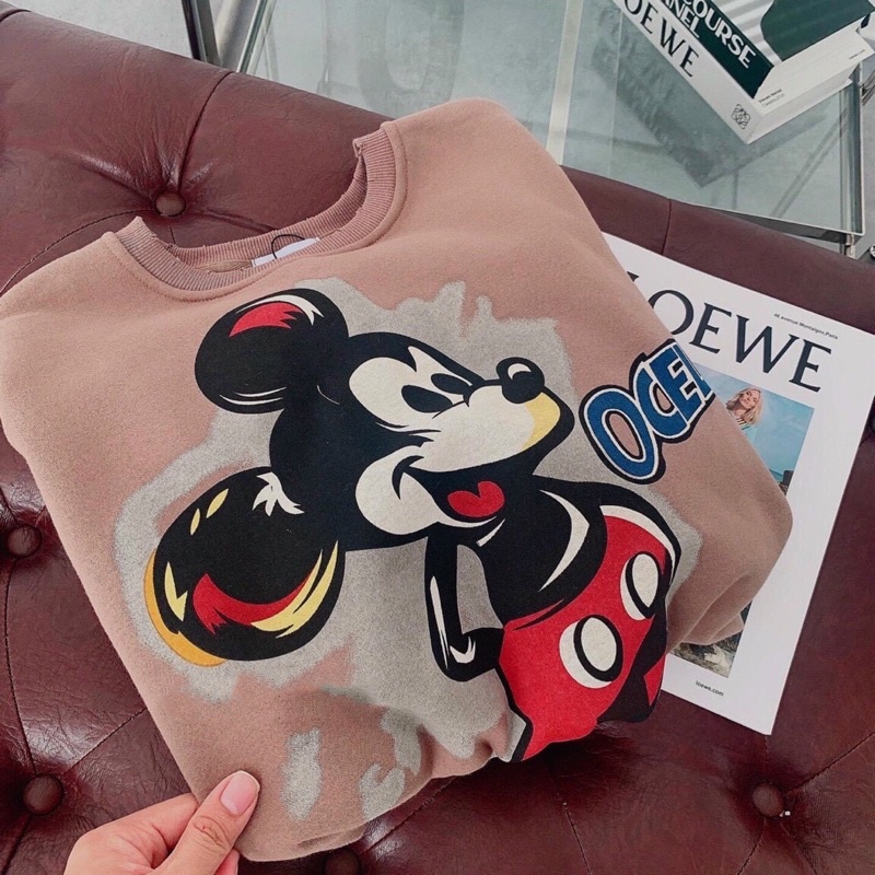Áo nỉ mickey dài tay dành cho nữ chất đẹp hình thật