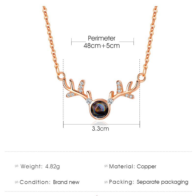 Elk Pendant I Love You Collarbone Necklace