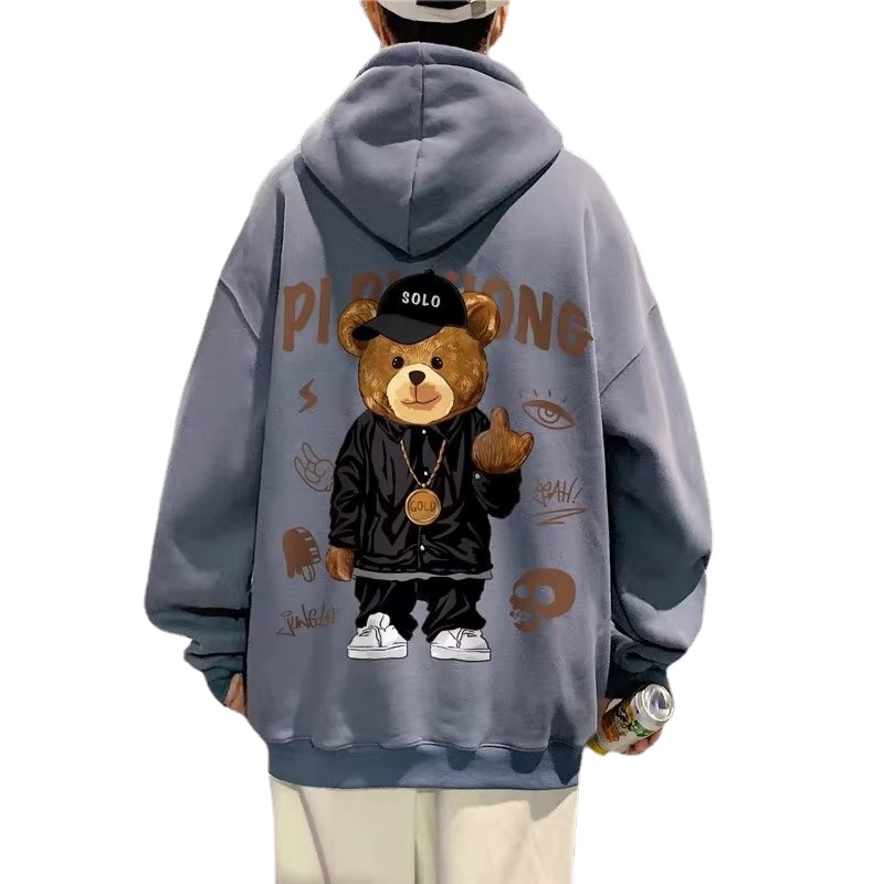 Áo hoodie Thể Thao Dáng Rộng In Họa Tiết Hoạt Hình Phong Cách Hip Hop Đường Phố Nhật Bản Cho Nam