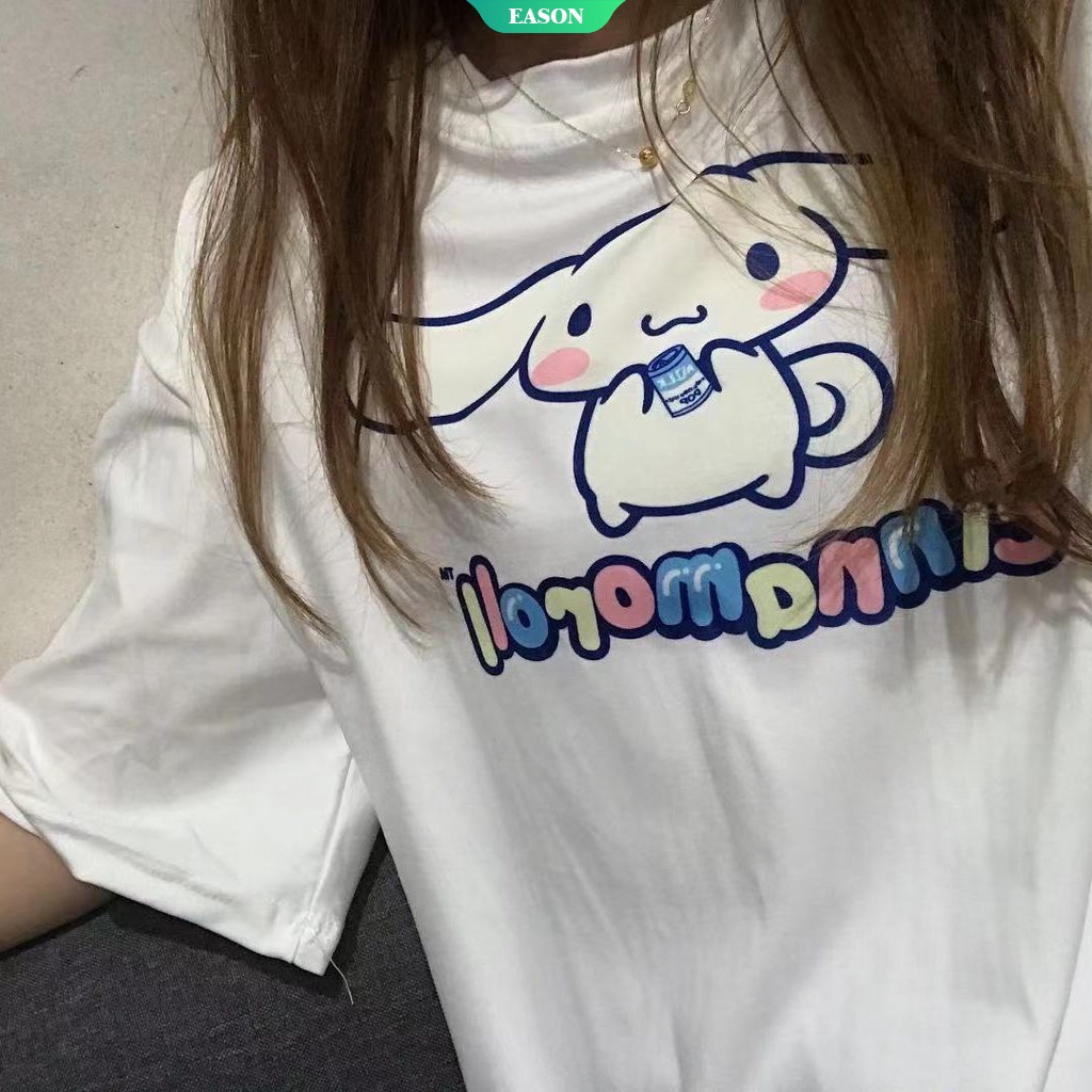 Áo thun tay ngắn dáng rộng in hình chú chó Cinnamoroll dễ thương thời trang cho nữ