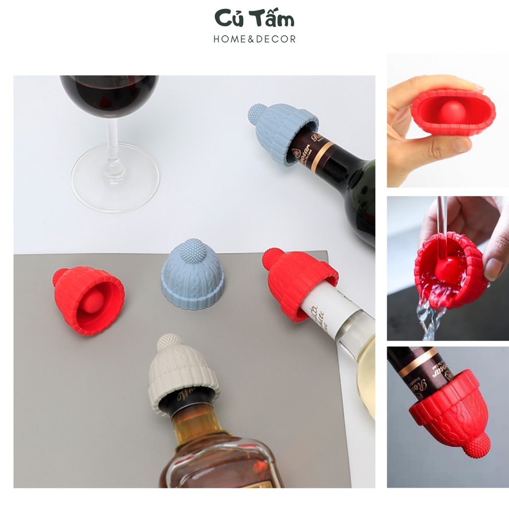 Nút chai silicon sáng tạo, nút miệng chai phong cách Giáng sinh - cutam.homedecor