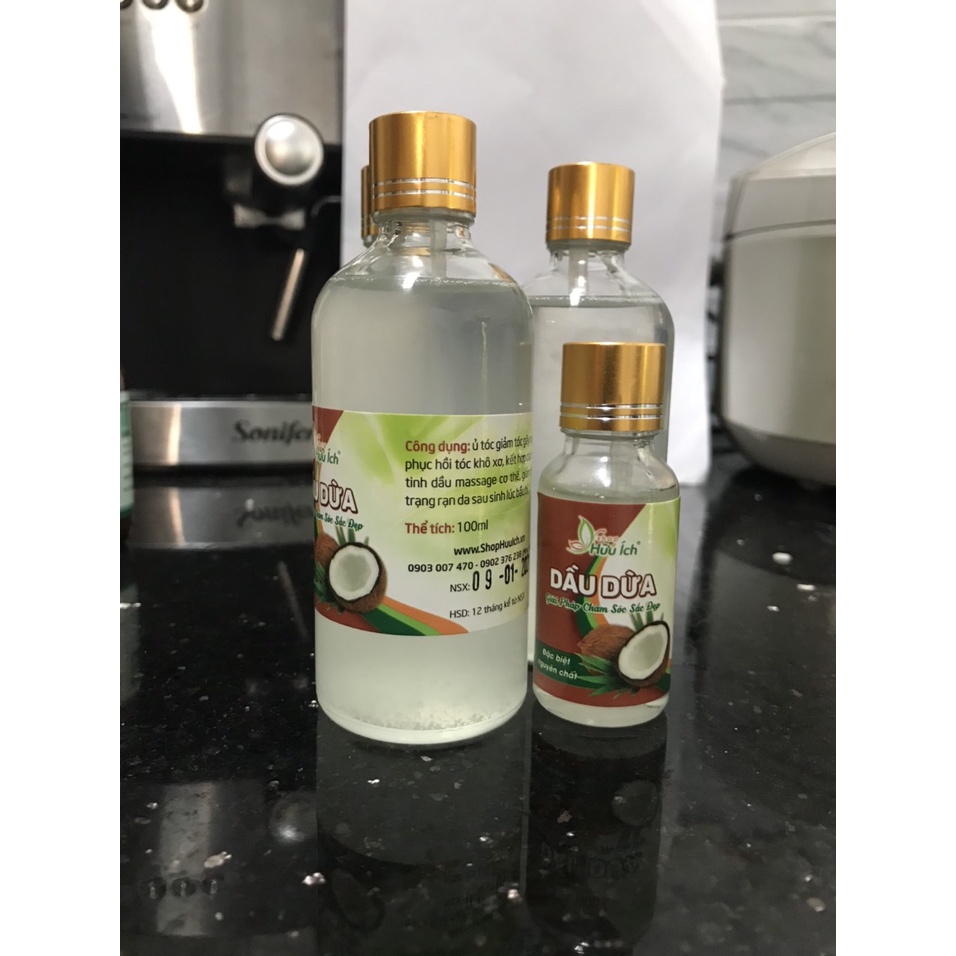 Dầu dừa nguyên chất ép lạnh, chai nhỏ 20ml dùng thử