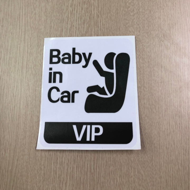 Decal tem dán baby in the car dán đuôi xe ô tô