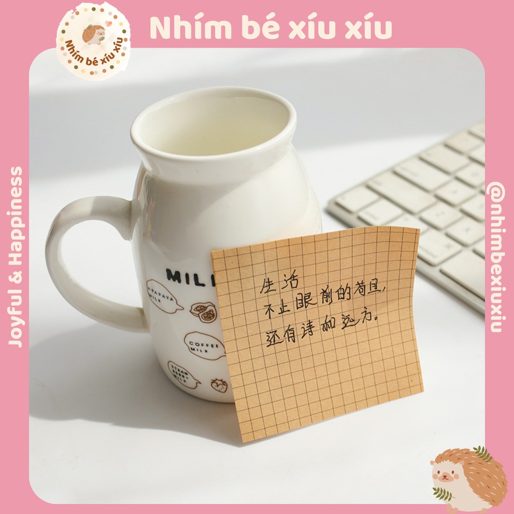 Giấy ghi chú kẻ ô vuông/kẻ ngang phong cách vintage xé dán trang trí sổ tay bujo VT330