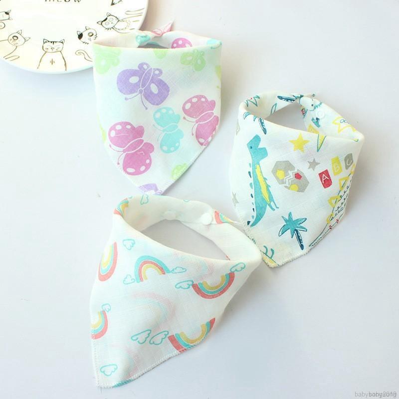 ✨ Kimi ๑ Baby Bibs High Quality Triangle Double Layers Cotton Cartoon Print Bib Infany Cotton Triangle Mouth Towel