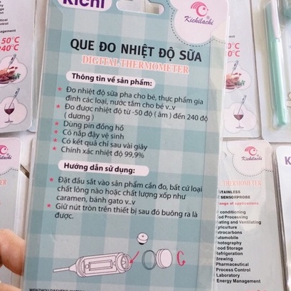 Nhiệt kế đo nhiệt độ nước pha sữa điện tử que đo nhiệt độ nước, cháo, chất lỏng KICHILACHI hàng chính hãng