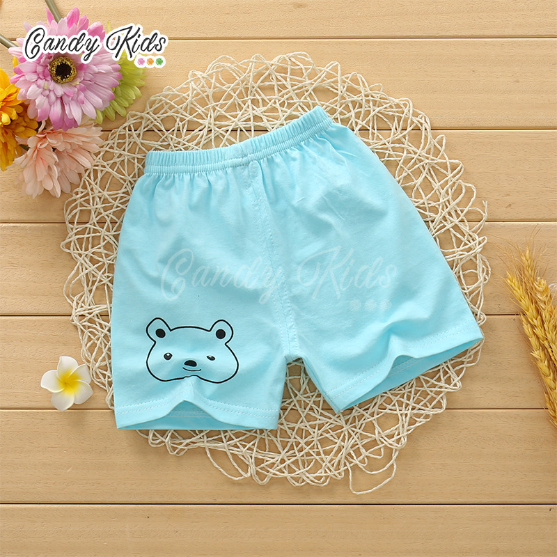 Quần Short Cotton Màu Trơn Kẻ Sọc Xinh Xắn Cho Bé 1-7 Tuổi