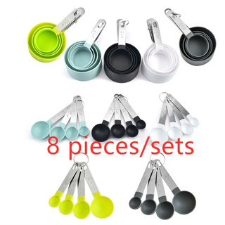Set 8 thìa đo lường có tay cầm bằng thép không gỉ dụng cụ nướng bánh tiện dụng
