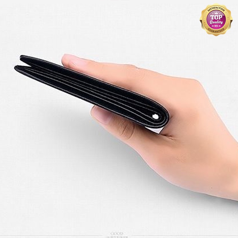 Ví nam da PU / Ví ngắn nam Cool Boys Ví đựng thẻ độc đáo giá rẻ - Màu đen