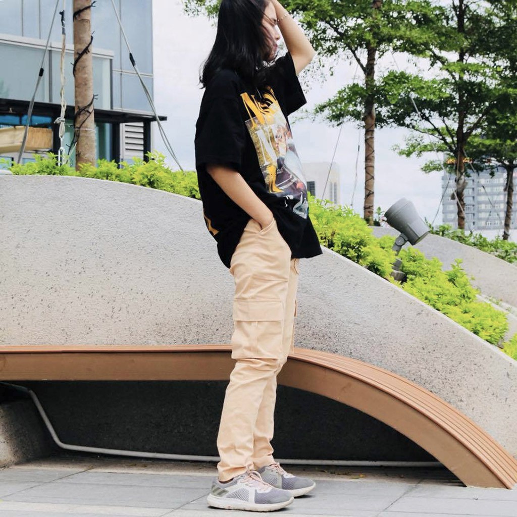Quần Baggy Nam Nữ TÚI HỘP Kaki BOX PANTS Unisex - Kiểu quần jogger nam nữ kaki thun co dãn đen và tan be Leevin Store | BigBuy360 - bigbuy360.vn