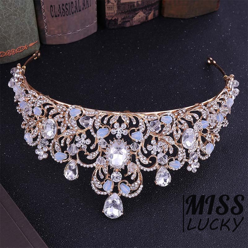 Vương miện công chúa cài tóc đính đá pha lê sang trọng