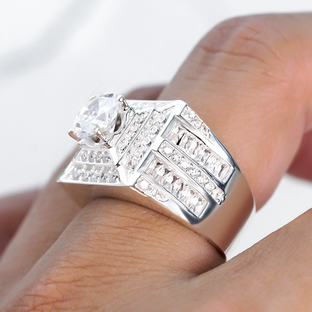 Nhẫn nam bạc 925 xi mạ đẹp đính đá sang trọng NB10NA - Trang Sức UHA