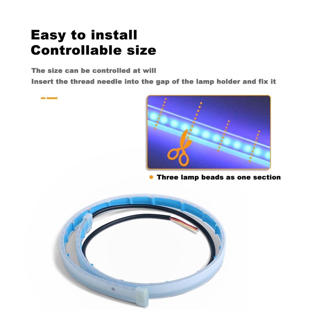 2 cái x xe dẫn drl ban ngày lái xe không thấm nước thanh ánh sáng 30 cm 45 cm 60 cm ống mềm dẫn hướng đèn pha đèn thanh dẫn ánh sáng