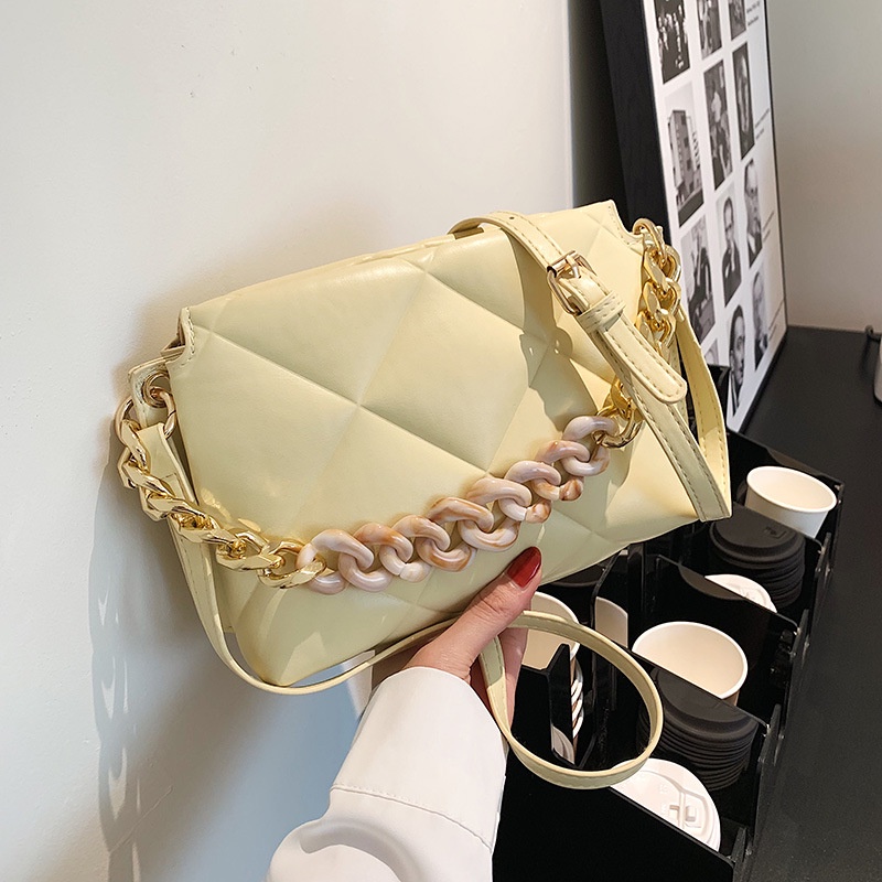 Túi Đeo Chéo Dây Xích Họa Tiết Hình Thoi Đơn Giản Thời Trang Cho Nữ