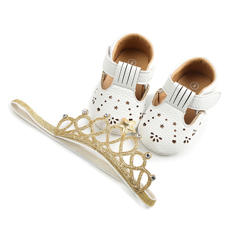 Băng đô cotton hình vương miện lấp lánh cho bé gái