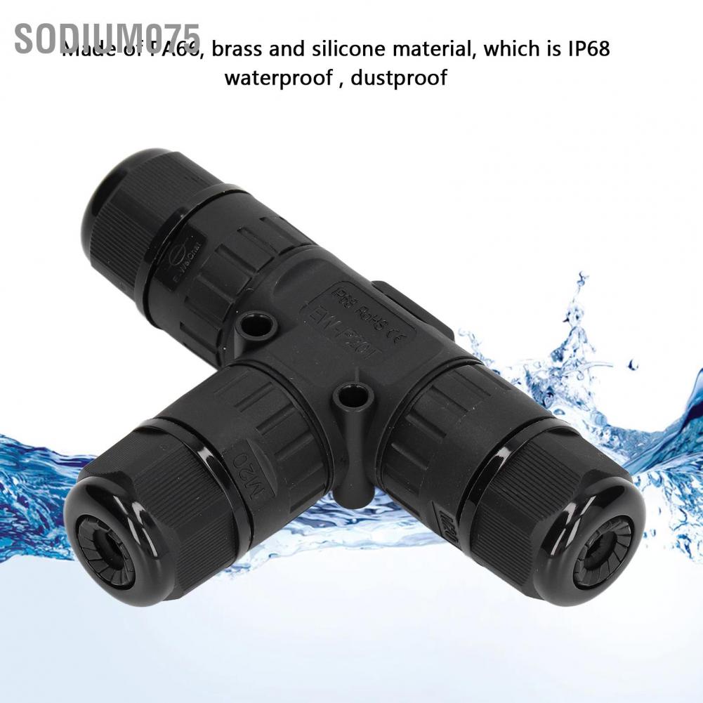 Set 2 Đầu Nối Chữ T Chống Nước IP68 450V 16A 9‐12mm 3 Chiều