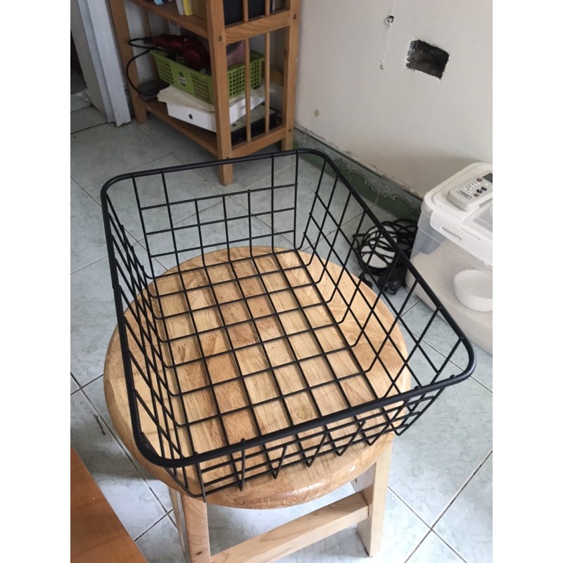 Giỏ sắt đựng đồ vintage có ảnh thật 28 *22 *12cm Trắng Đen Hồng
