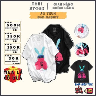 Áo Thun Tay Lỡ TABI Dáng Rộng Cotton Mịn Unisex Dưới 75kg In Thỏ Bad Rabbit