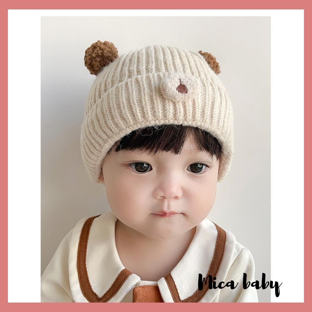 Mũ len thu đông cho bé kiểu dáng tai bông dù dễ thương ML202 Mica baby