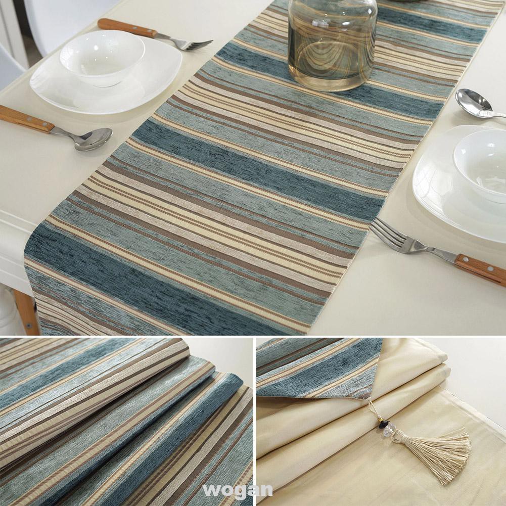 Desktop Dustproof Hotel Polyester Kitchen Wedding Party Banquet Easy Clean Dinning Room Colorful Stripes Table Runner