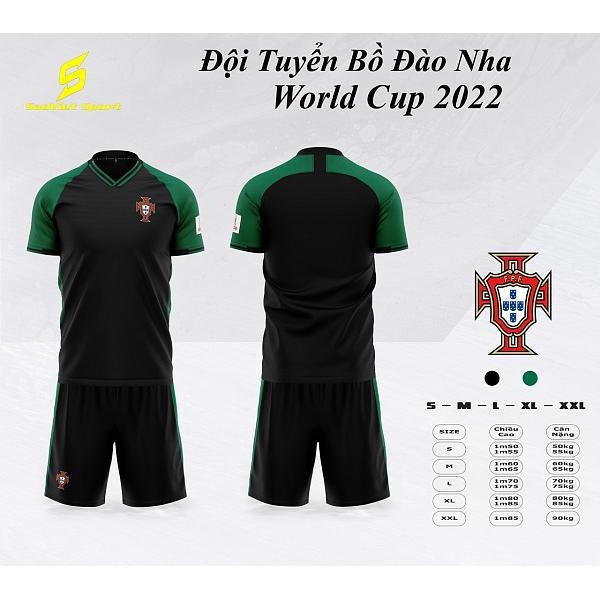 Bộ Quần Áo Đá Bóng Đội Tuyển Bồ Đào Nha Màu Worldcup 2022-2023
