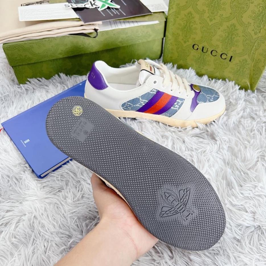 [Hàng Trung 11 xịn ] Giày thể thao GG 3 vạch 𝐆𝐮𝐜𝐜𝐢 𝐒ơ𝐧 𝐓ù𝐧𝐠 hàng cao cấp cực chất màu tím. | BigBuy360 - bigbuy360.vn