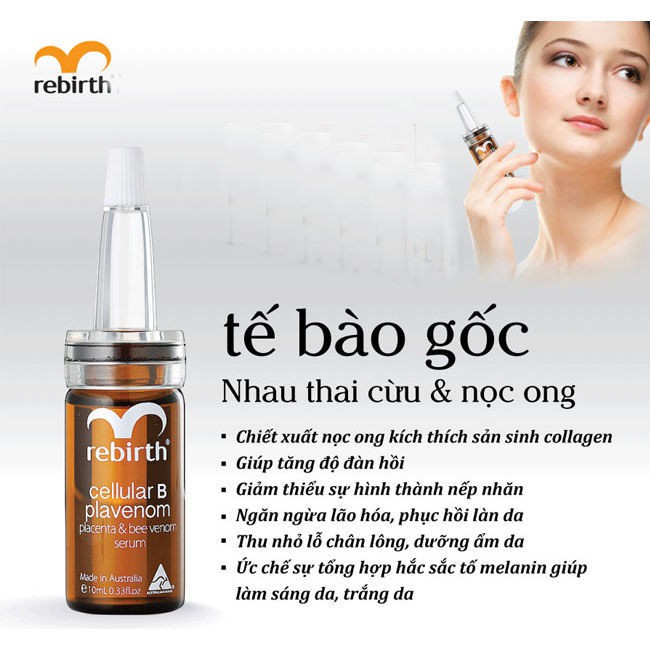 Serum Rebirth Tế Bào Gốc Nhau Thai Cừu &amp; Nọc Ong Rebirth Cellular B Plavenom - 10ml